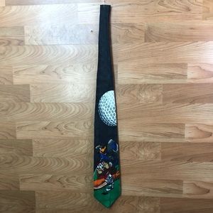 Vintage Looney Tunes Mania 1996 Golf Tie with Taz & Daffy Duck New Witho…